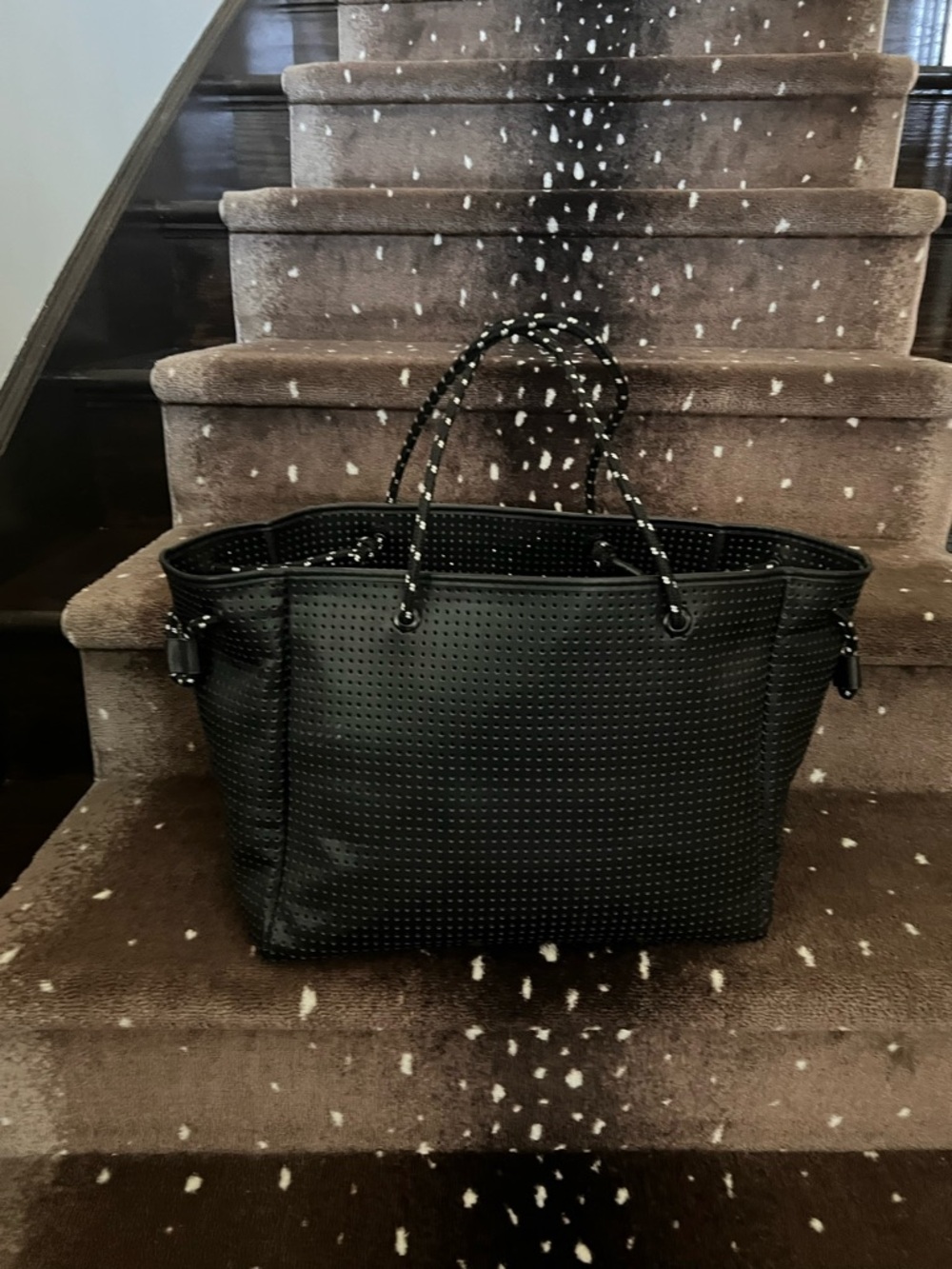 Black Perforated Tote Bag - Stylish Everyday Carry